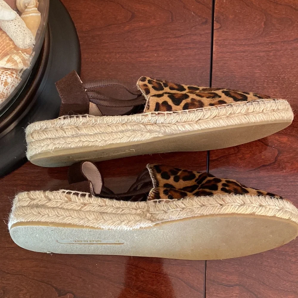 Picon Leopard Print SZ 9 Safari Chic Boho Chic Calf Hair Espadrille Sandal Shoes